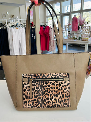 Beige Leopard Handbag