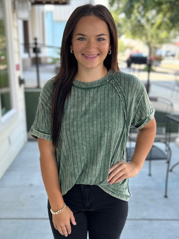 Weekend On The Coast Top - Dark Green