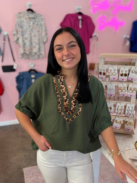 Fall Into Style Blouse - Olive