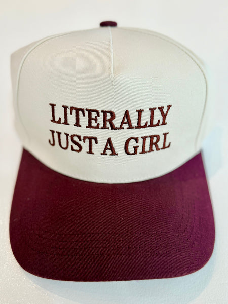 Literally Just A Girl Cap - Burgundy