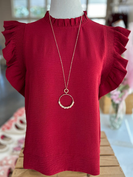 Be The Moment Blouse - Burgundy