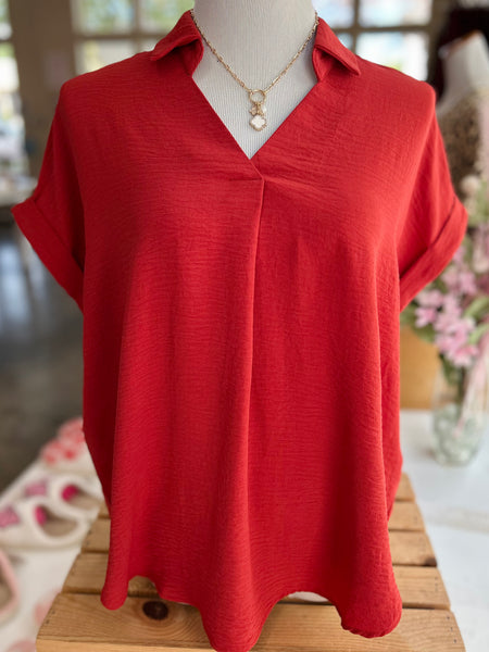 Minimal Mood Blouse - Rust