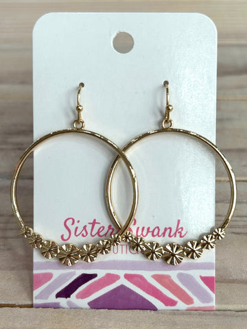 Simple Starburst Dangle Earrings - Gold
