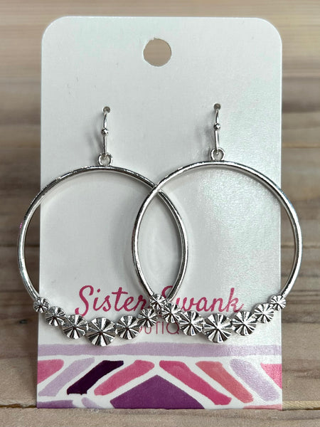 Simple Starburst Dangle Earrings - Silver