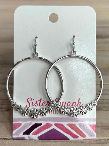 Simple Starburst Dangle Earrings - Silver