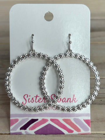 Dangle Earrings Featuring Starburst Detail - Silver
