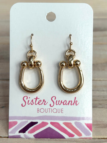 U Link Dangle Earrings - Gold