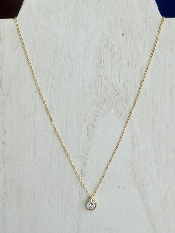 Teardrop Pendant Dainty Necklace - Gold