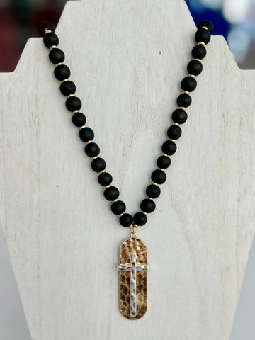 Wood Beaded Necklace - Black
