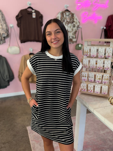 Sunny Stripes Dress - Black