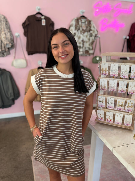 Sunny Stripes Dress - Mocha
