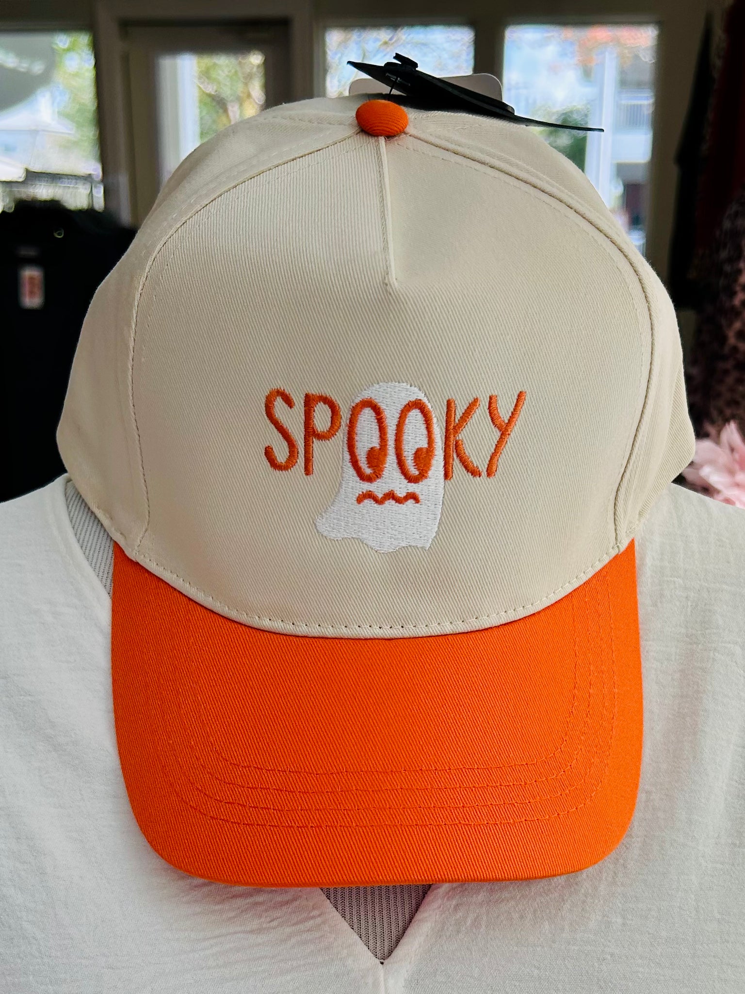 Spooky Ghost Embroidered Baseball Cap