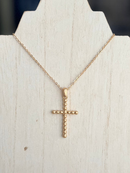 Bubble Cross Necklace - Gold