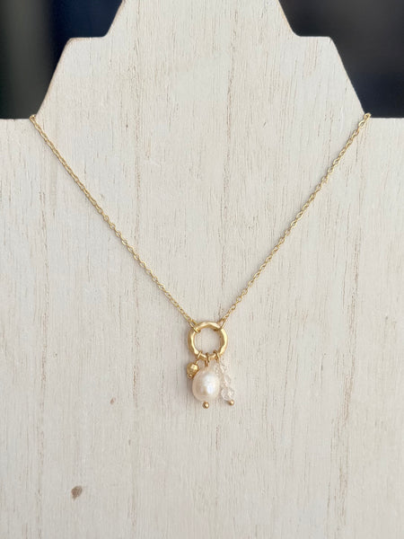 Charmed Pearl Necklace - Crystal