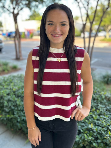 Stripes On My Side Sweater Vest - Maroon