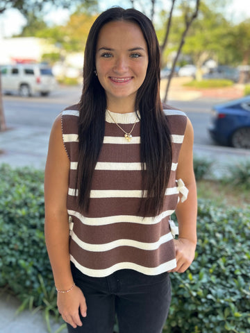 Stripes On My Side Sweater Vest - Brown
