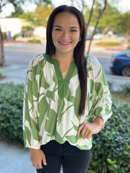 Falling Leaves Blouse - Green