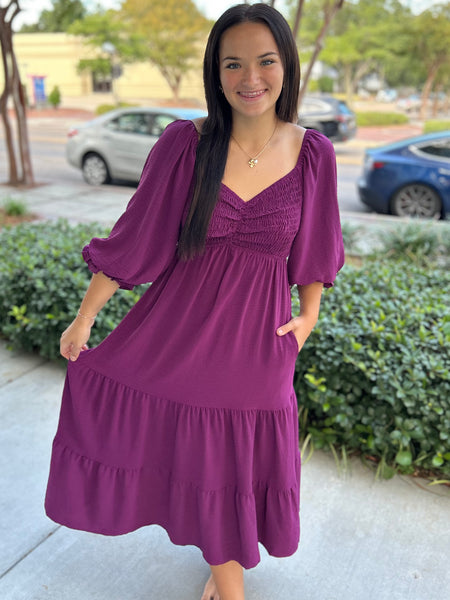 The Crisp Air Dress - Wine