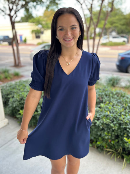 Simply Elegant Dress - Navy