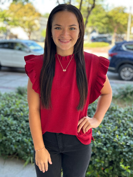 Be The Moment Blouse - Burgundy