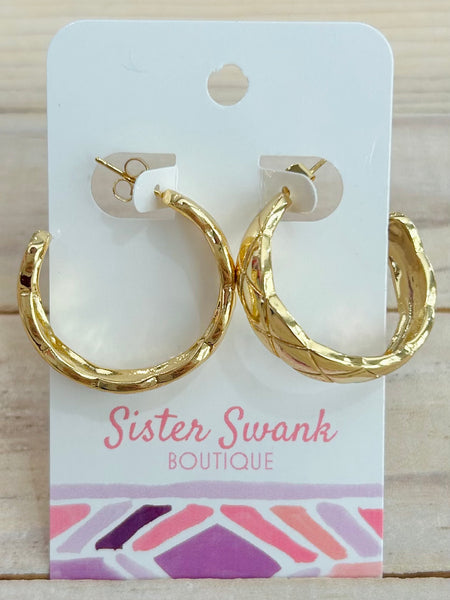 Do Everything In Love Quilted Metal Hoop Earrings