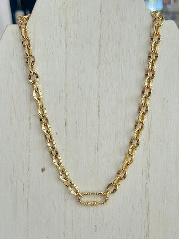 Carabiner Link Cable Chain Link Necklace - Gold