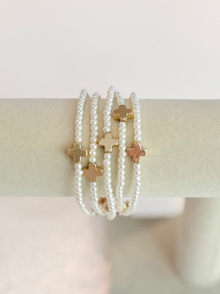 Pearl Layered Bracelet Set - Gold