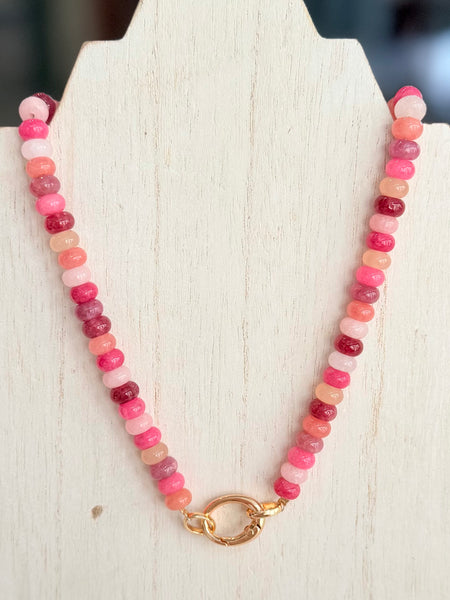 Sweet Stone Beaded Necklace - Pink Multi