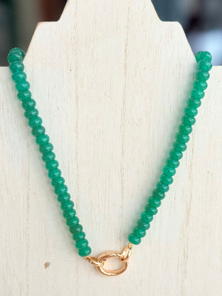 Sweet Stone Beaded Necklace - Dark Green