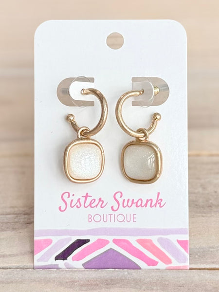 Glitter & Glow Earrings - White