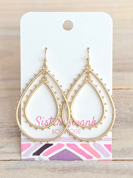 Teardrop Studded Earrings - Gold