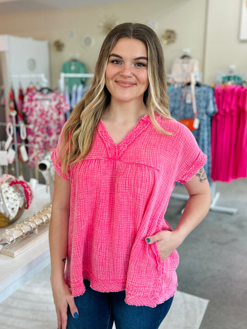 Take A Vacation Top - Hot Pink