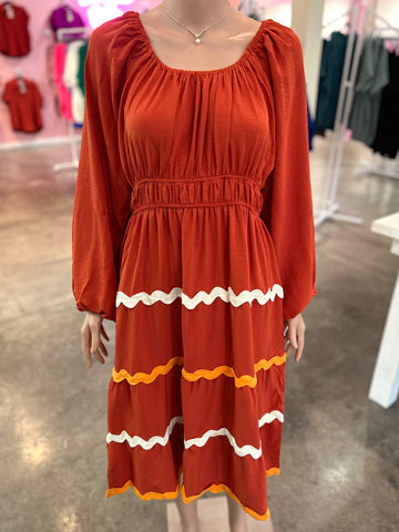 Bonfire Nights Dress - Rust