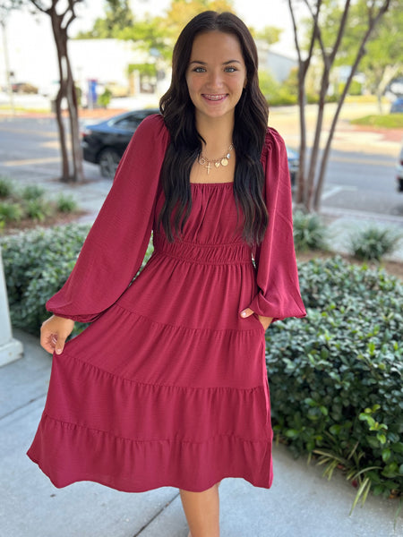 Autumn Stroll Dress - Red Brick