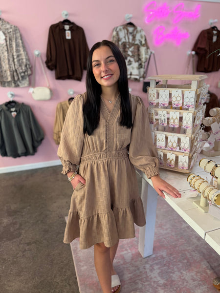 Sweet Little Thing Dress - Tan