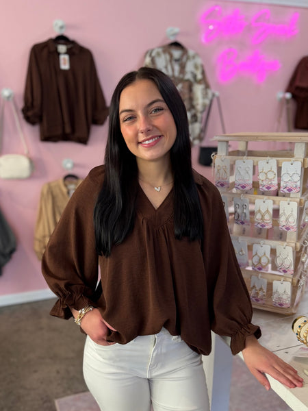 For The Moment Blouse - Brown