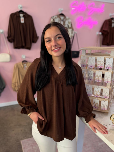 For The Moment Blouse - Brown