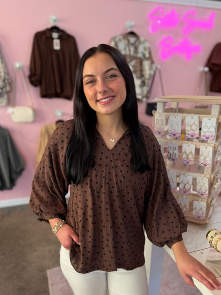 Seeing Spots Blouse - Brown