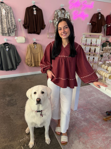 Weekend Replay Blouse - Wine