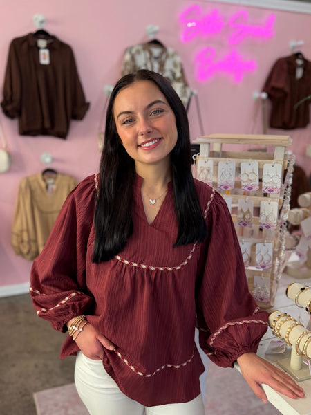 Weekend Replay Blouse - Wine