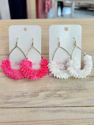 Textured Fringe Tassel Teardrop Earrings
