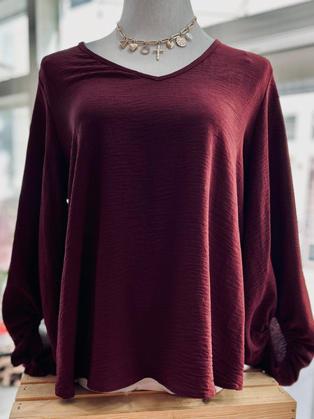 Sweet As Sunday Blouse - Wine