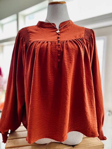 Timeless Beauty Blouse - Rust