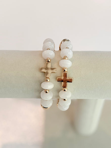 Cross & Shine Bracelet Set - Cream