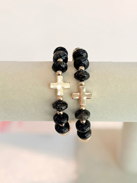 Cross & Shine Bracelet Set - Black
