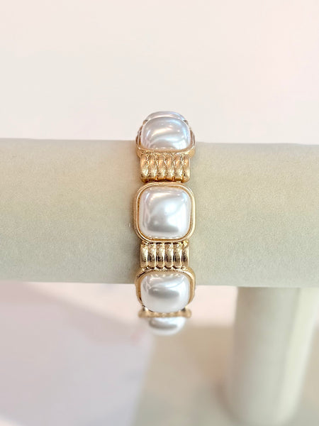 Marbled Stone Bracelet - Pearl