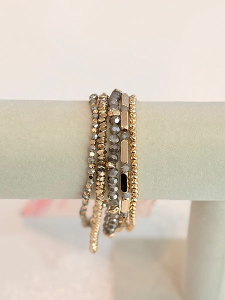 Glimmer Stack Bracelet Set - Gray
