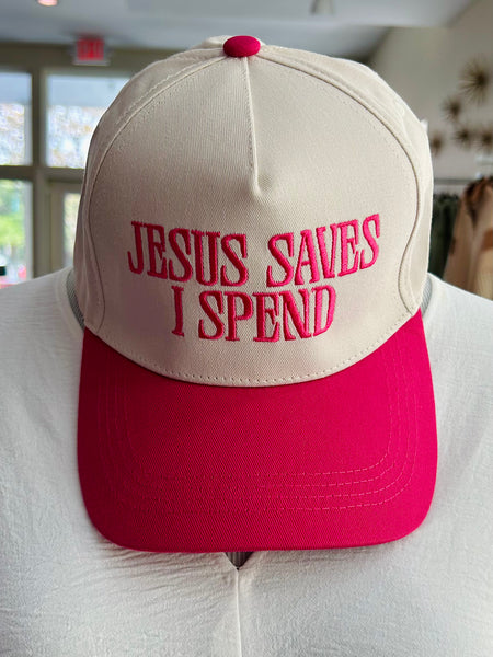 Jesus Saves I Spend Cap - Fuchsia