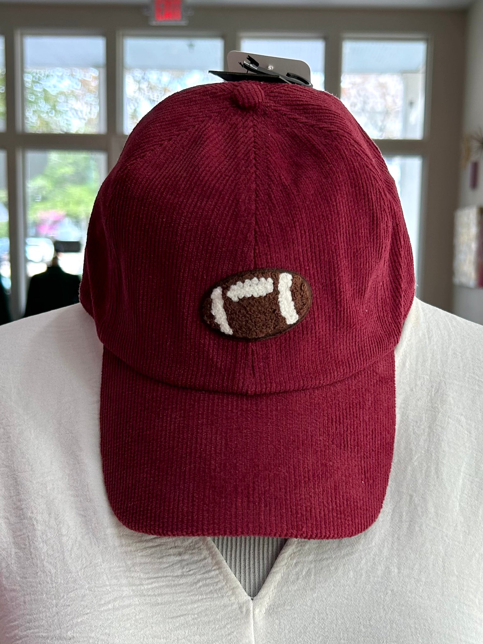 Football Patch Baseball Hat - Maroon