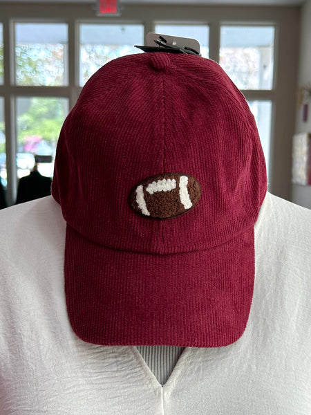 Football Patch Baseball Hat - Maroon